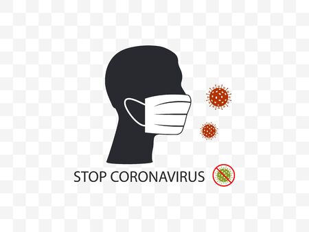 Vector illustration, flat design. Cough infection, medical mask iconのイラスト素材