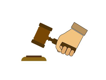 Vector illustration, flat design. Judge gavel in hand iconのイラスト素材
