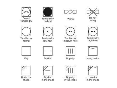 Laundry symbols, drying symbols. Vector illustration, flat design.のイラスト素材