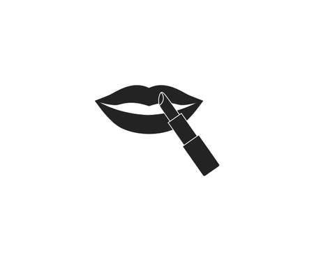 Lips, lipstick, makeup icon. Vector illustration, flat design.のイラスト素材