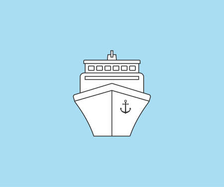 Sea, ship, shipping icon Vector illustration flatのイラスト素材