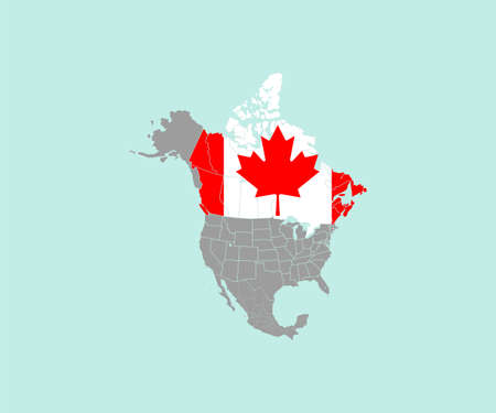 Canada on North America map vector.のイラスト素材