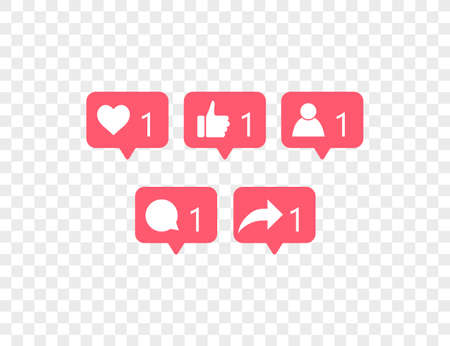 Vector illustration. Like, follow share comment icon