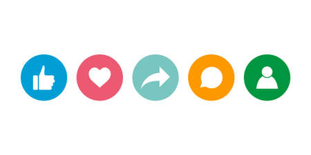 Vector illustration. Thumb up, like, heart repost comment icon 1
