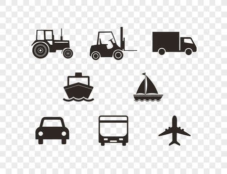 Transport icons set on transparent background. Vector illustration.のイラスト素材