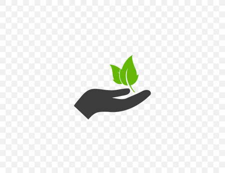 Vector illustration. flat design. Plant leaf in hand iconのイラスト素材
