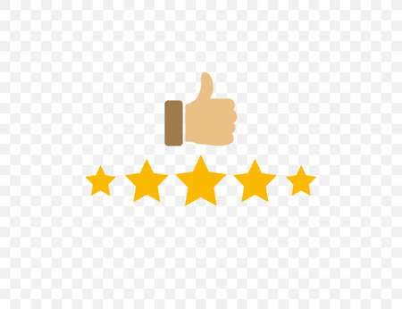 Vector illustration. flat design. Thumbs up, rating stars iconのイラスト素材