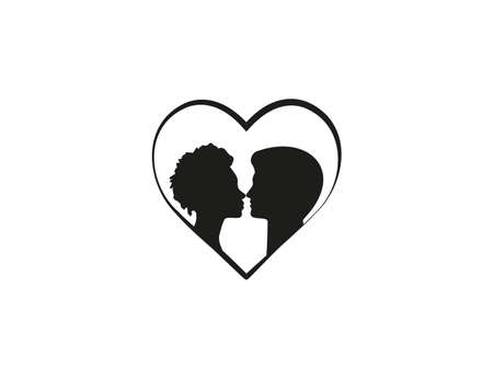 Vector illustration. Flat design. Couple broken heart iconのイラスト素材