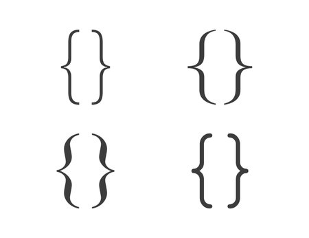 Curly brace, bracket icon set . Vector illustration.のイラスト素材