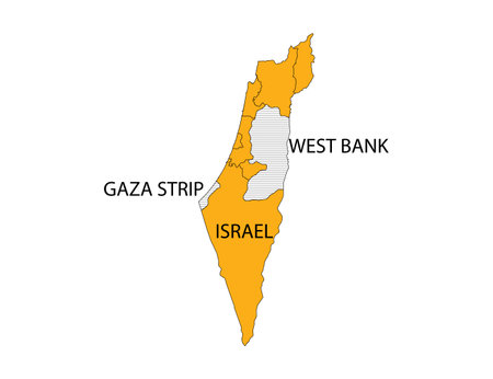 Israel, gaza, west bank map, vector illustration.のイラスト素材