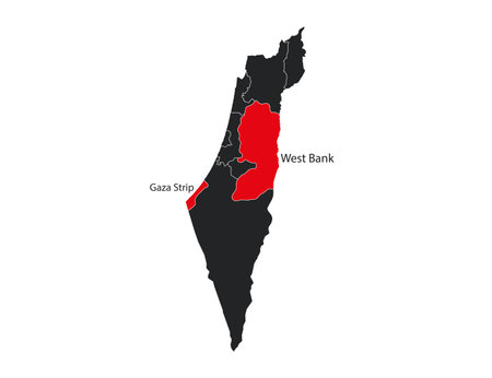 Israel, gaza, west bank map, vector illustration.のイラスト素材