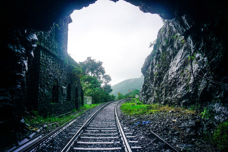 Railway tunnel in the Indian jungle