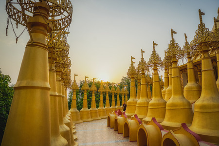 Beautiful golden pagodas in the center of Vipasana practice. Kanpur, Indiaの写真素材