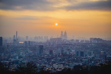 Seoul sunset view in winter season. South koreaの写真素材