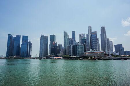 Singapore - March 19, 2018: Skyscrapers near the lakeのeditorial素材
