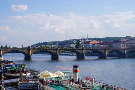 Prague, Czech Republic - July 28, 2018: Charles Bridge and the Vltava Riverのeditorial素材