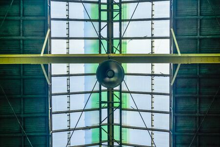 Ceiling with a chandelier at the train station in Bangkokの写真素材