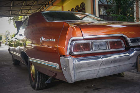 Sadao, Thailand - December 22, 2018: Old retro car on the territory of a Buddhist templeのeditorial素材