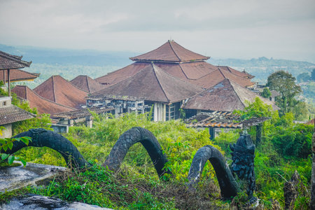 Abandoned hotel on Bali island in Indonesiaの写真素材