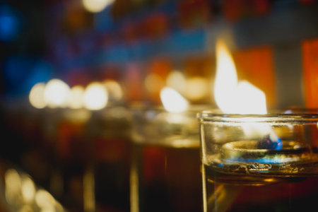 Candles in a Chinese Temple for Chinese New Year Celebrationの写真素材