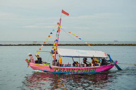 Jakarta, Indonesia - December 26, 2018: Boating in Ancol Parkのeditorial素材