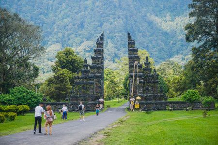 Bali, Indonesia - January 9, 2019: Tourists near Bali Handara Gateのeditorial素材