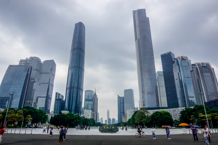 Guangzhou, China - May 24, 2019: Architecture and city life in Guangzhouのeditorial素材