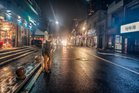 Xiamen, China - May 27, 2019: Night landscapes of Xiamen cityのeditorial素材