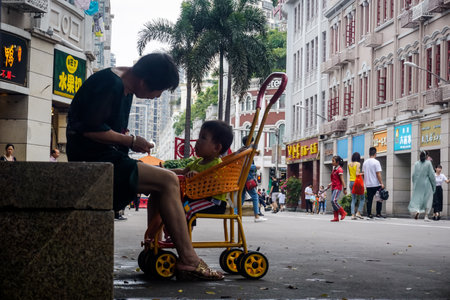 Xiamen, China - June 12, 2019: Street everyday life of the cityのeditorial素材