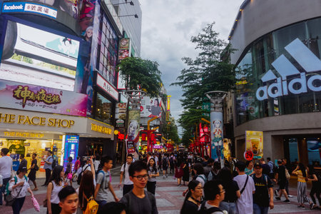 Taipei, Taiwan - June 3, 2019: City street, architecture and city lifeのeditorial素材