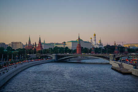 Moscow, Russia - August 28, 2019: Beautiful Moscow river and panorama of the cityのeditorial素材