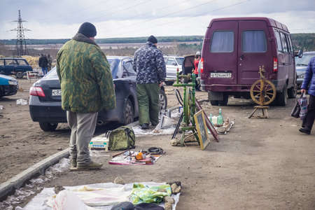 Voronezh, Russia - March 15, 2020: Flea market is a place where people sell old and antiquesのeditorial素材