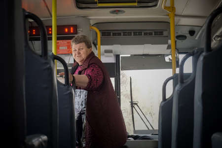 Dagomys, Russia - March 23, 2020: People in the passenger compartment of the busのeditorial素材