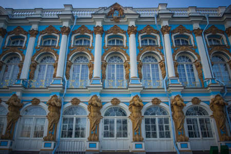 Facade of the Catherine Palace in St. Petersburg in Russiaのeditorial素材