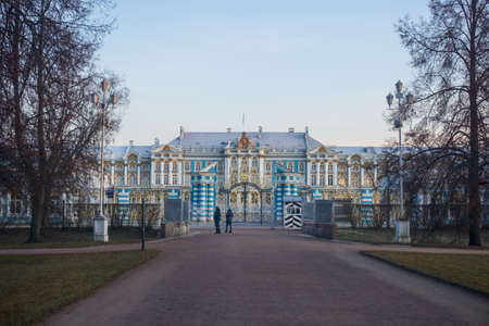 Facade of the Catherine Palace in St. Petersburg in Russiaのeditorial素材