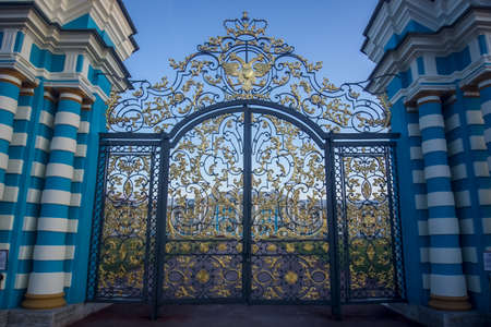 Beautiful gate to the Catherine Palace in St. Petersburg, Russiaのeditorial素材