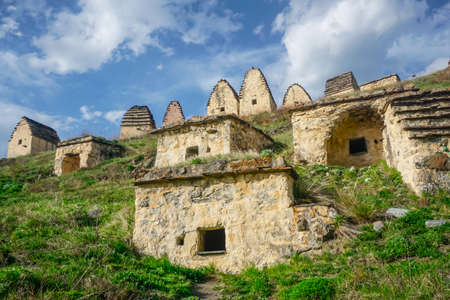 Dargavs Necropolis or City of the Deadの写真素材