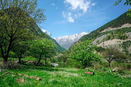 Mountain landscapes of the Buron village in North Ossetia