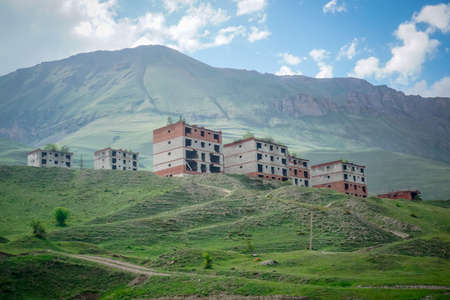 Abandoned brick houses in the village of Karmadonの写真素材