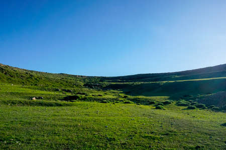 Beautiful green valley in the mountains of Dagestan republic, Russiaの写真素材