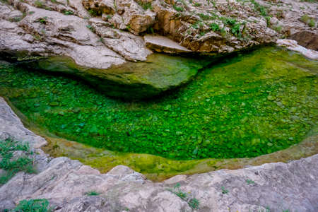 Malachite water in the Salta gorge in Dagestanの写真素材