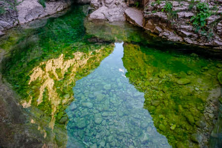 Malachite water in the Salta gorge in Dagestanの写真素材