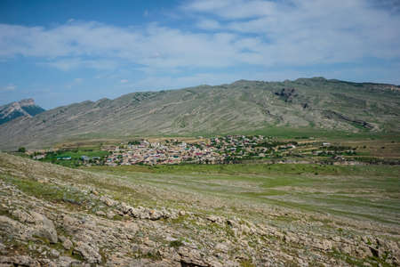 Beautiful landscape of the valley and mountains in the Gunib district in Dagestan