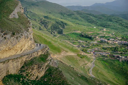 Picturesque landscape of the mountains in the village of Chokh in Dagestanの写真素材