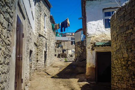 Architecture and streets of the ancient village of Richa in Dagestanの写真素材