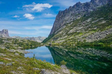 Beautiful mountain lake in the Ergaki nature reserve, Siberia, Russiaの写真素材