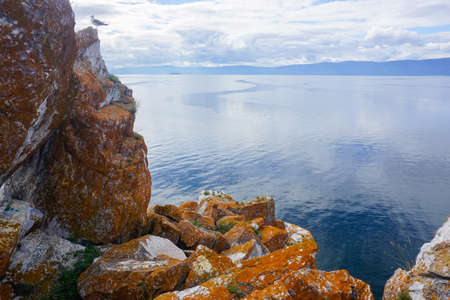 The beautiful coastline of Olkhon Island on Lake Baikal in Siberiaの写真素材