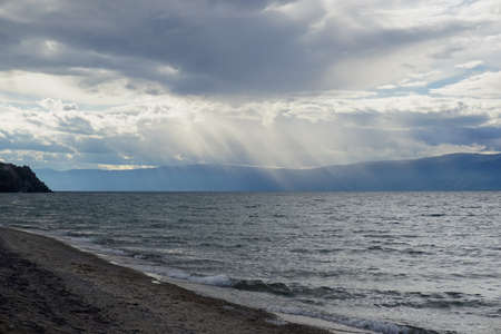 Saray beach on Olkhon island at Baikal lake, Burat, Russiaの写真素材