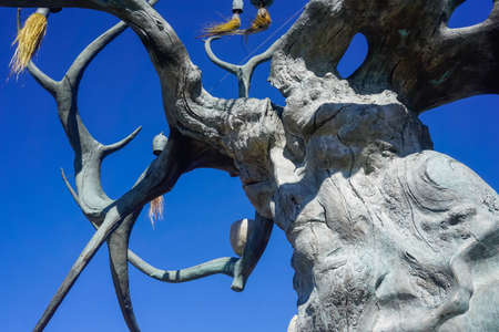 Bronze tree Keeper of Baikal in Olkhon island, Siberia, Russiaの写真素材