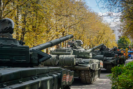 Bryansk, Russia - September 17, 2018: Military combat vehicles at the military paradeのeditorial素材